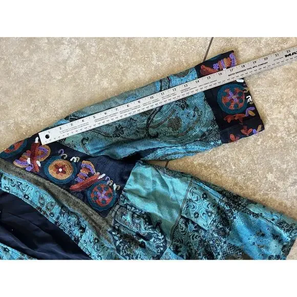 Soft Surroundings Embroidered Open Front Multi Colored Lined Cardigan Sz M - Picture 9 of 10